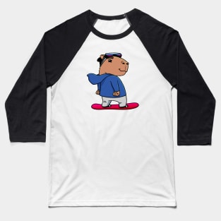 Capybara Snowboarder Boy Snowboarding Baseball T-Shirt